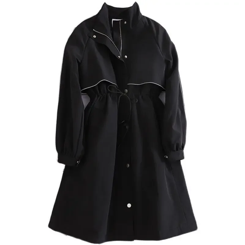 Women's Casual Tunic Zip Up Trench Coat Thickened Cotton Lined Pea Coat Outdoor Windbreaker Winter Coat with Pocket