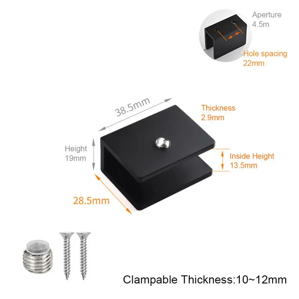 Cabinet Backplates 1 Piece Aluminum Alloy Square Glass Clip Fixed Support Bracket for Thick Glass Heated Bed Clip Clam