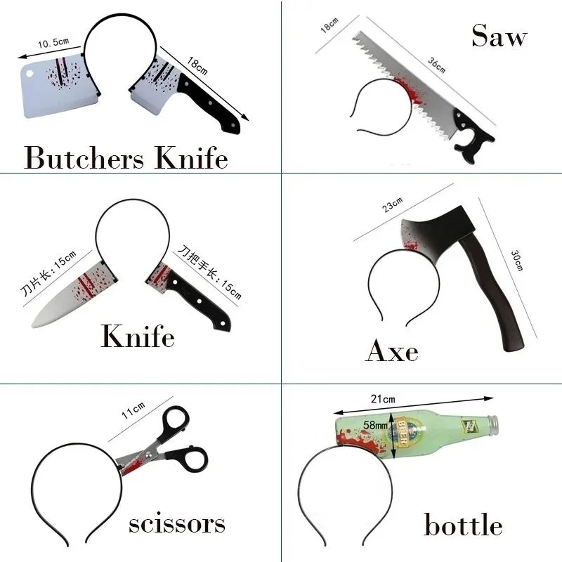 1 Pcs Dog/Cat/Pet Halloween Funny Scary Toys Halloween Perform Props Plastic Ax Saw Nail Knife Headwear Blood Scene Party Favors