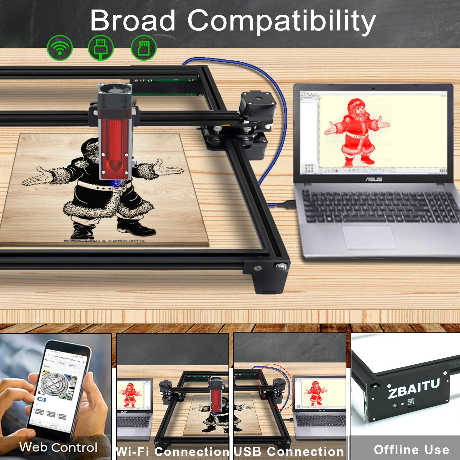 40W 80W Laser Engraving Machine Wood Leather Cutter Metal Glass Engraver CNC 3D Laser Printer with FAC Wifi 10W Optical Output