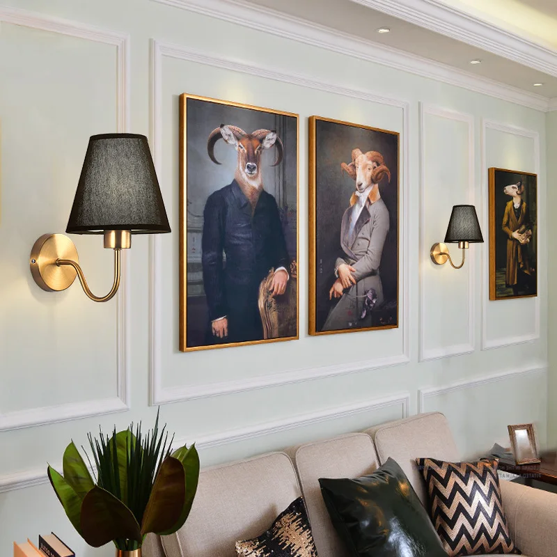 LED Fabric Retro Wall Lamp Indoor Lighting Modern E27 Fabric Wall Lights Family Bedroom Bedside Hotel Lamp