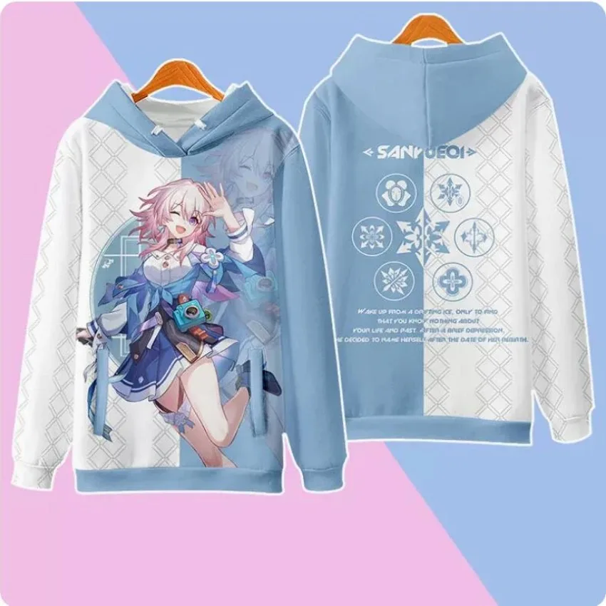 Anime Honkai: Star Rail March 7th Cosplay Hoodie Women Men Harajuku Sweatshirt Streetwear Hip Hop Pullover Hooded Jacket Outwear