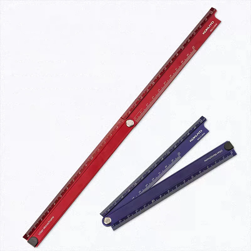stainless steel ruler ruler set drawing ruler straight ruler folding ruler metal ruler rotatable ruler 1pc Kokuyo Alumite Ruler Foldable 15cm 30cm Urban Monochrome Measuring Ruler Japanese Stationery Office School Supplies
