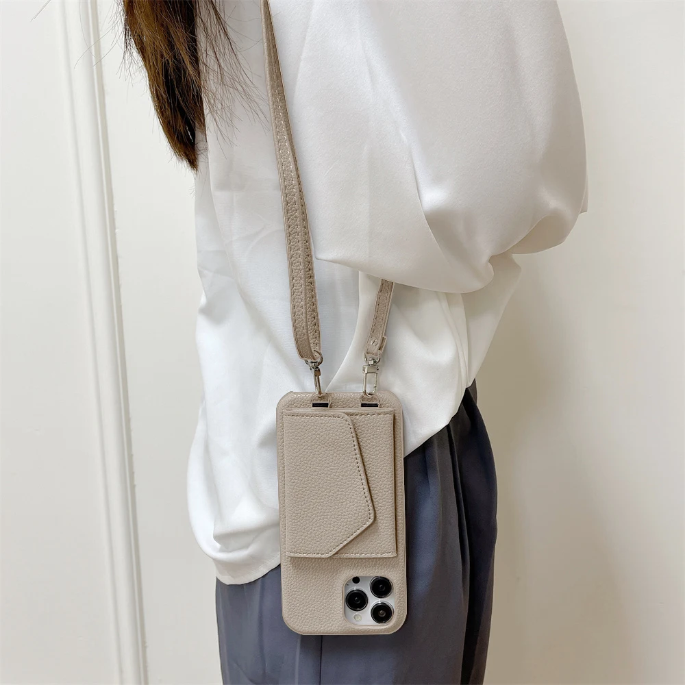 Crossbody Wallet Phone Case For iPhone 14 13 12 11 Pro Max Mini X XR XS Max 8 7 Plus SE 2 3 Card
