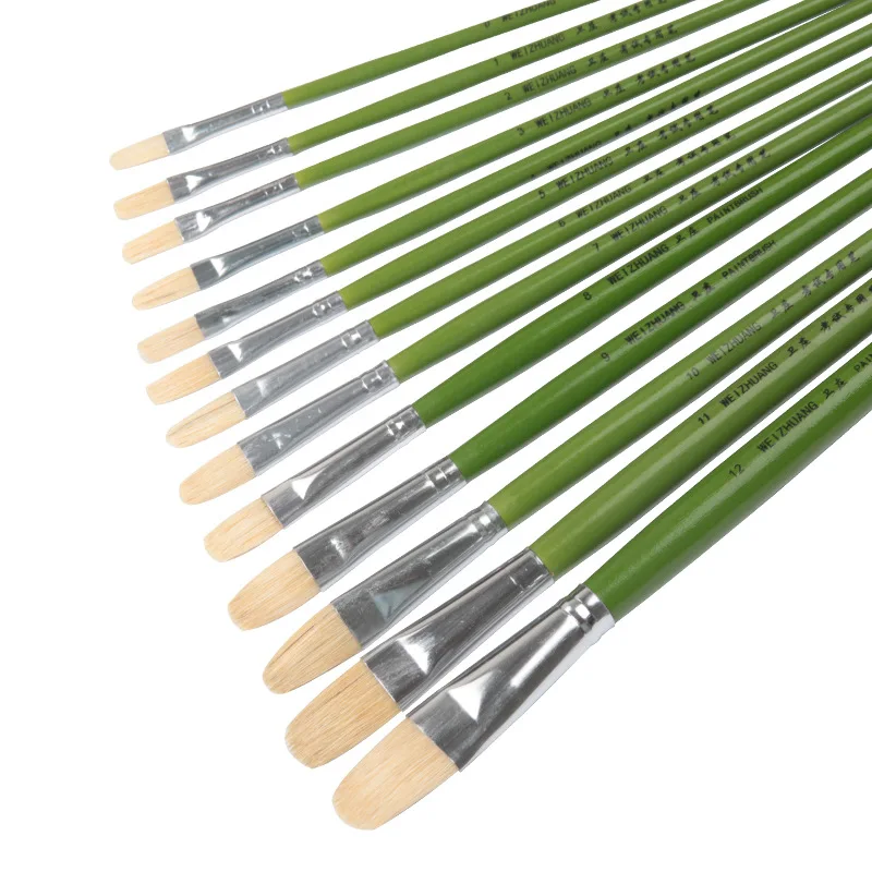 Oil Acrylic Watercolor Bristle Paint Brushes 100% Natural Chungking Hog Hair 6pcs Filbert Paint brush Set