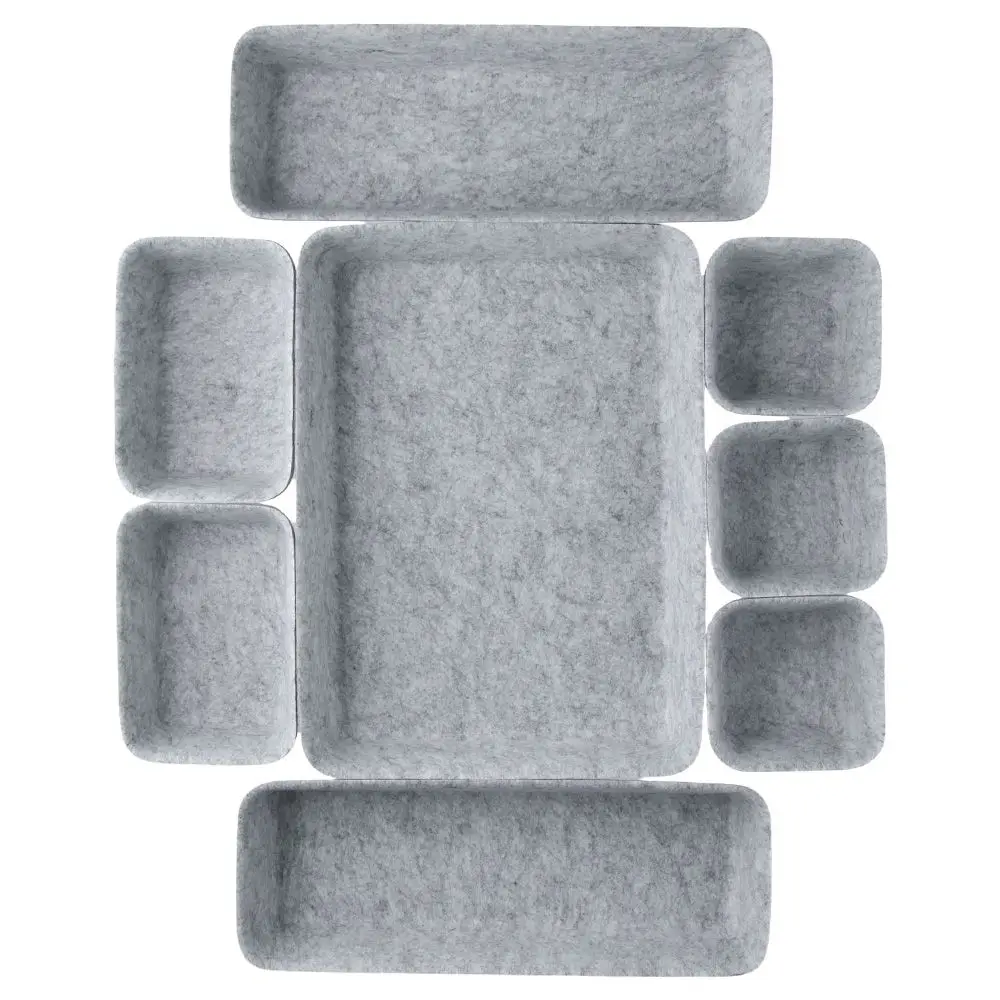 Light Gray Felt 8-piece Set of Office Makeup Table Forming Storage Box Organizing Storage Box