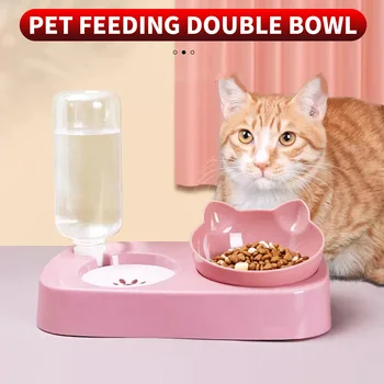 1 piece - Cat Bowl Double Bowl Dog Bowl Automatic Drinking Water for Dogs and Cats Feeding Double Bowl, Suitable for Pets