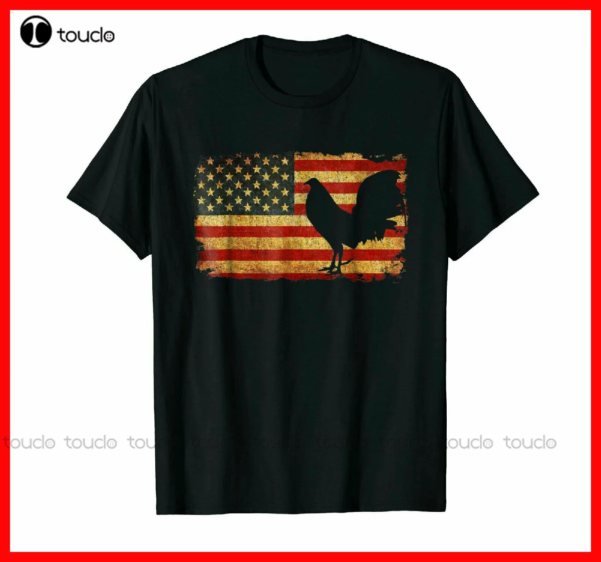 

Vintage Us Flag Distressed Rooster Cock Fight T-Shirt Unisex Black S-5Xl Casual Shirts For Women Custom Aldult Teen Unisex