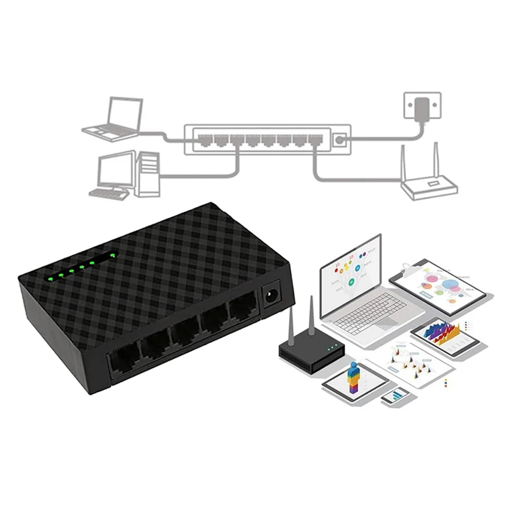 기가비트 이더넷 고속 인터넷 LAN 리피터 허브, 고속 RJ45 이더넷 스위처, 네트워크 스위치, LAN 허브, 5 포트, 1000Mbps