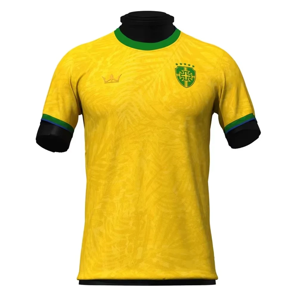 Brazil Men Football T-Shirt Youth Kids Training Soccer Breathable Quick Dry Short Sleeve Uniform Sport Tops Tee soccer jersey