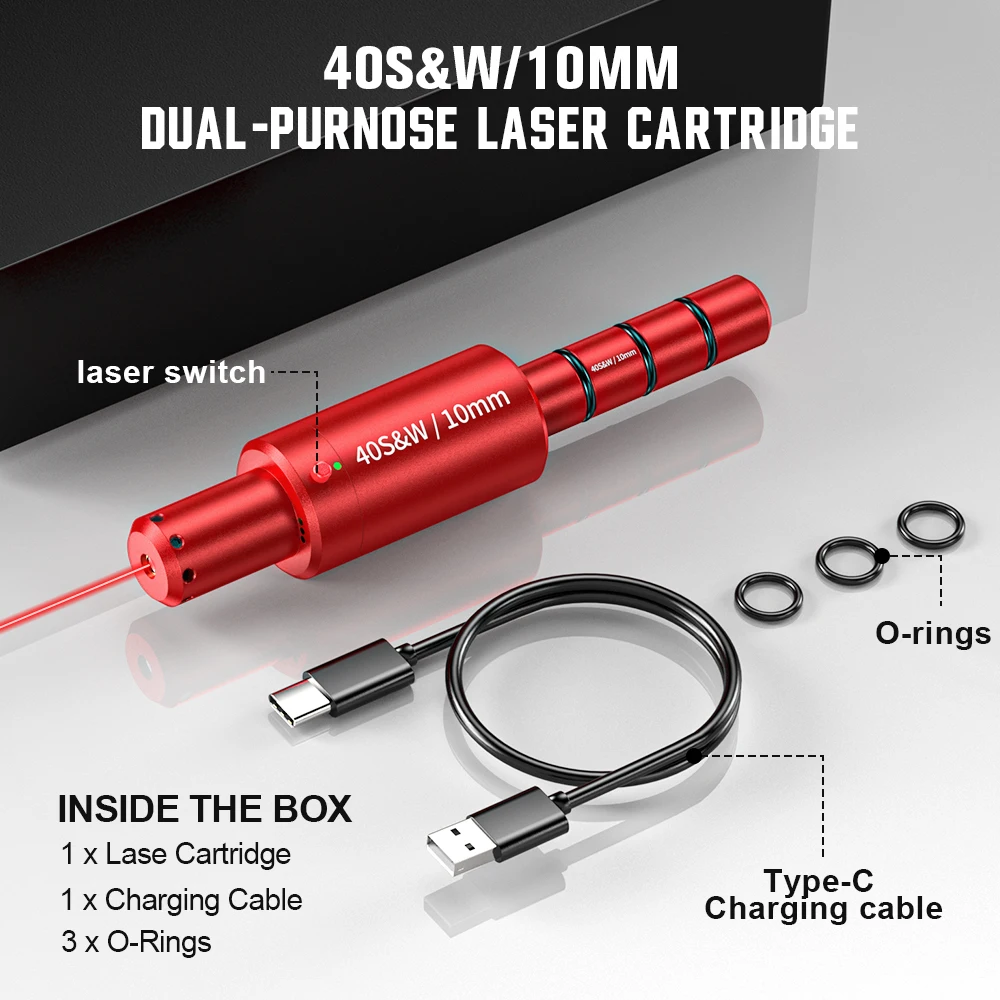 40SW/10MM Dual-Purpose Magnetic Suction Laser Training Bullet Red Dot Dry Powder Laser Training Ammunition for Gun Practice