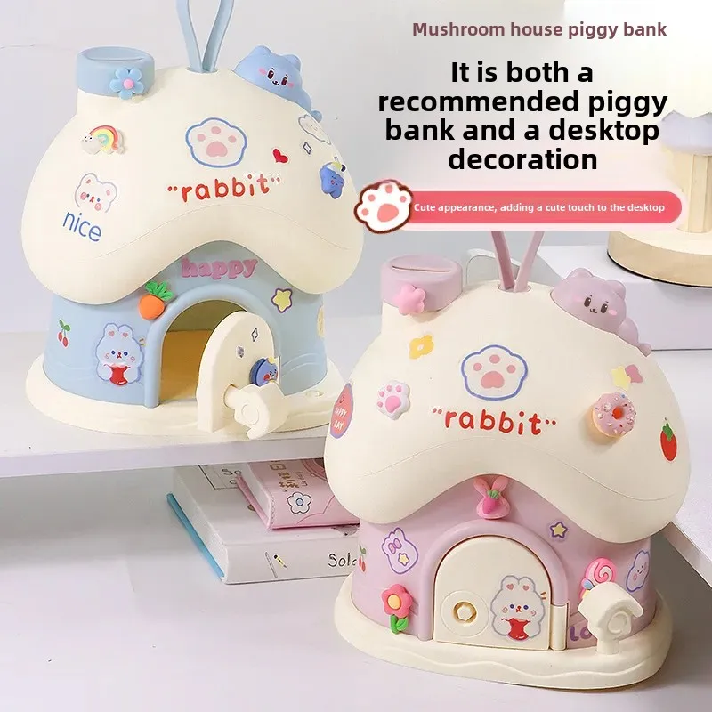 New Mushroom House Money Box DIY Sticker Boys Girls Children Gifts Removable Savings Bank Box Financial Education Toy