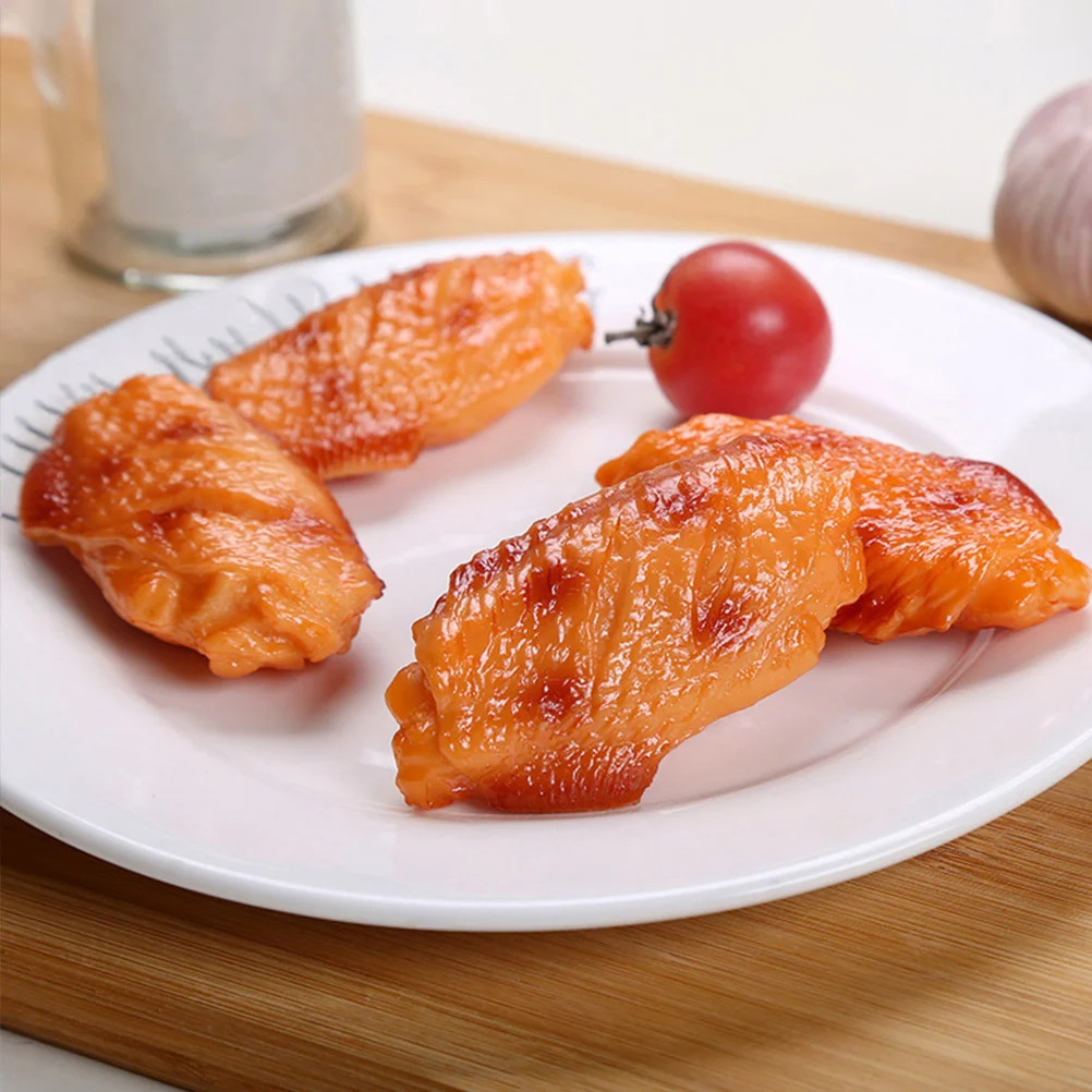

4pcs Artificial Food Model Fake Food Props Chicken Wings Display Models