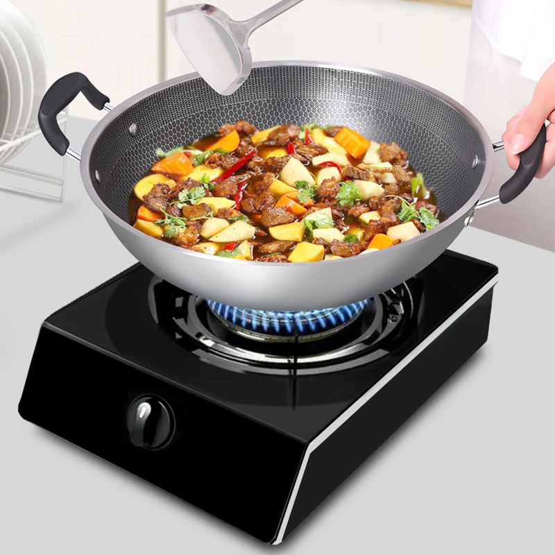 Gourmet Steel Wok Pan Cooking Cast Iron Gas Burner Wok Pan