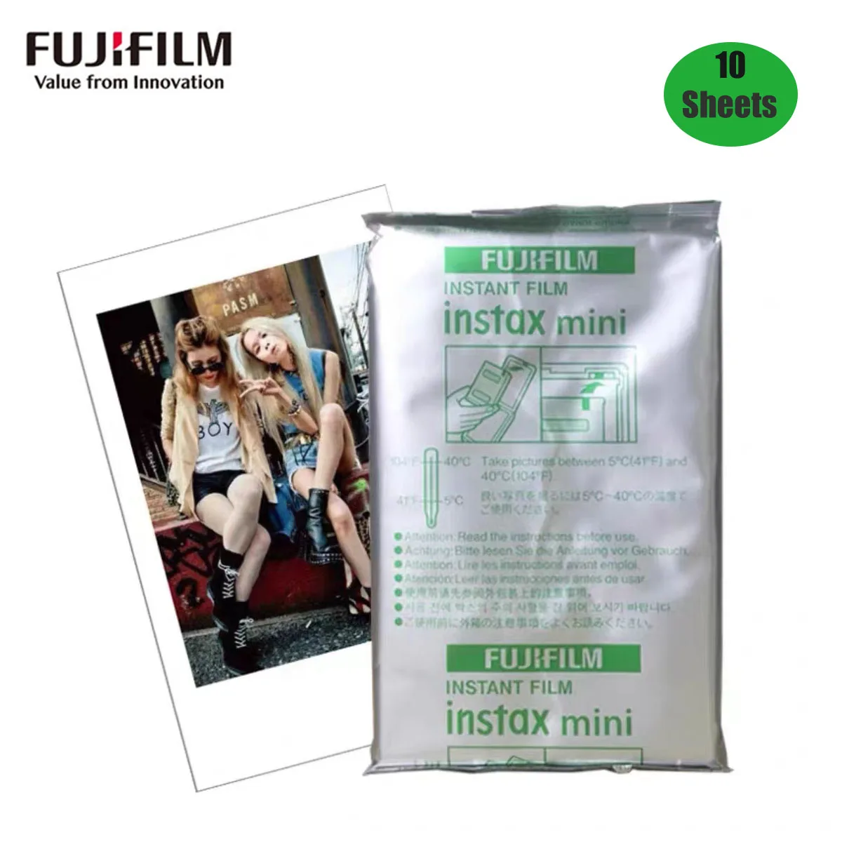 Fuji Instax Film Paper 10-100 Sheets Fujifilm Instax Mini Film White Edge Photo Paper For Mini 12 11 9 8 40 70 90 Instant Camera