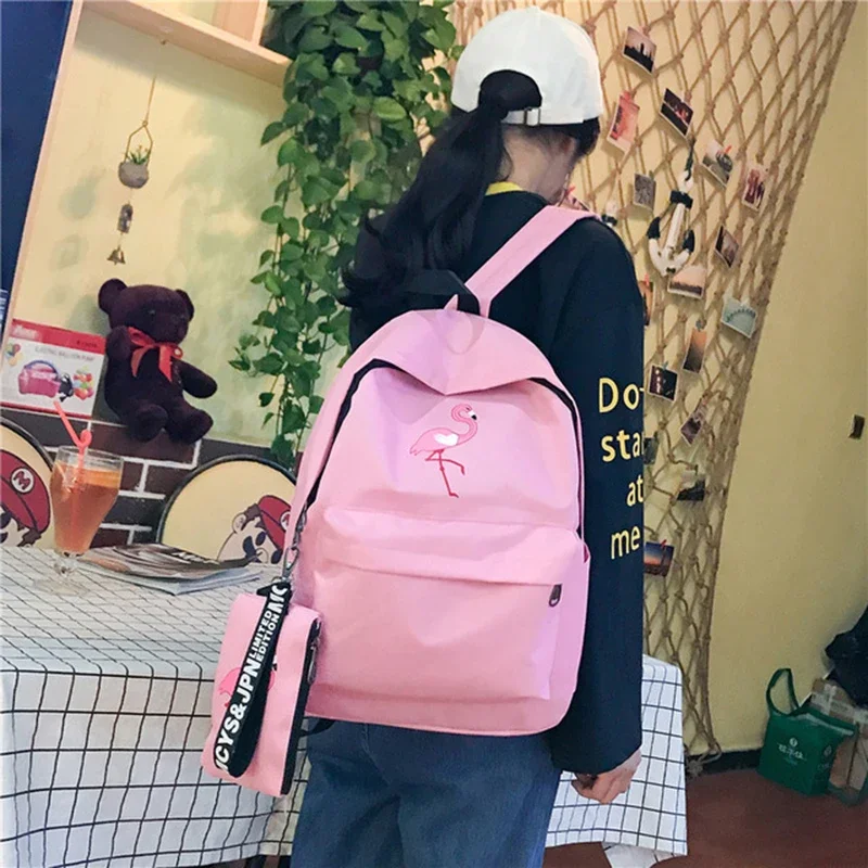 Backpacks Brand Women Simple Flamingo Printing Backpack For Teenage Girls Laptop School Bags Mochila 2018