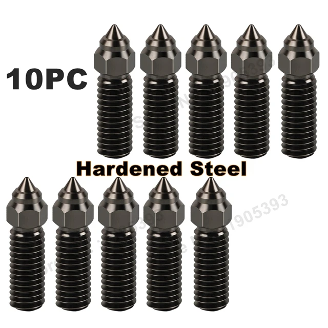 High-Speed Brass Plated Copper & Hardened Steel 3D Printer Nozzles