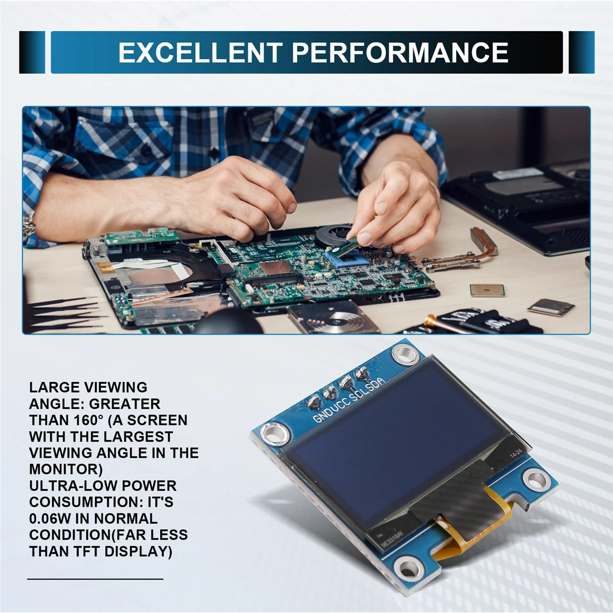 0.96 Inch IIC I2C Serial GND 128X64 OLED LCD LED Display Module SSD1306 for Arduino Kit White Display NND