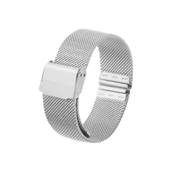 Sleek Metal Magnetic Mesh Steel Wristwatch Band with Double Safety Buckle - 18mm (Silver)