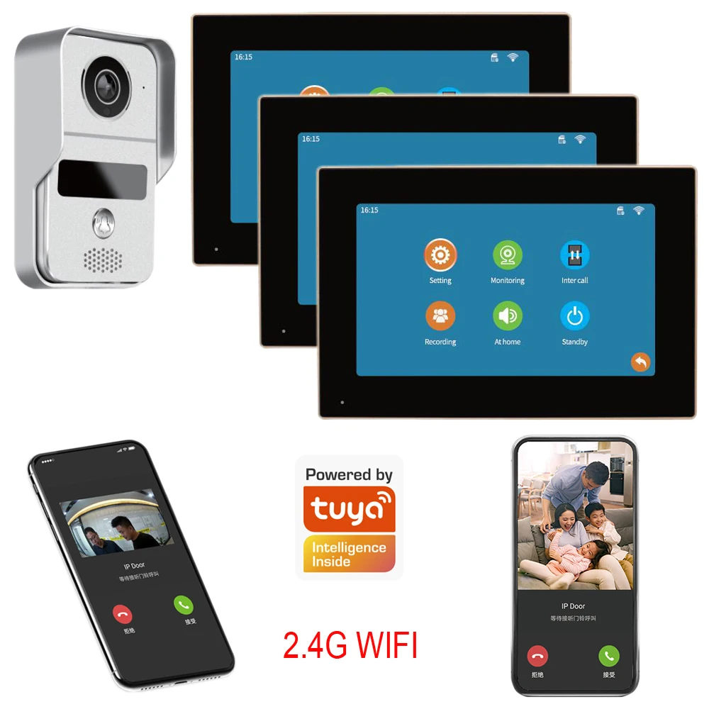 wireless door intercom Wifi Video Intercom Smart Home Security IP Wireless Videophone Door Bell Work with Tuya App Motion Detection Record wireless intercom with camera Door Intercom Systems