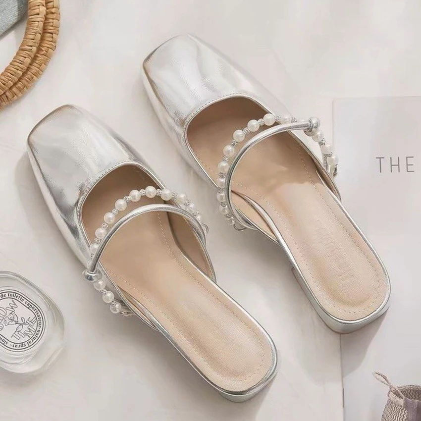 Sandals Women Caput Quadratum Chunky Med High Heels Flip Flops Slingback Casual Candy Skidproof Beach Shoes For Women Fashion