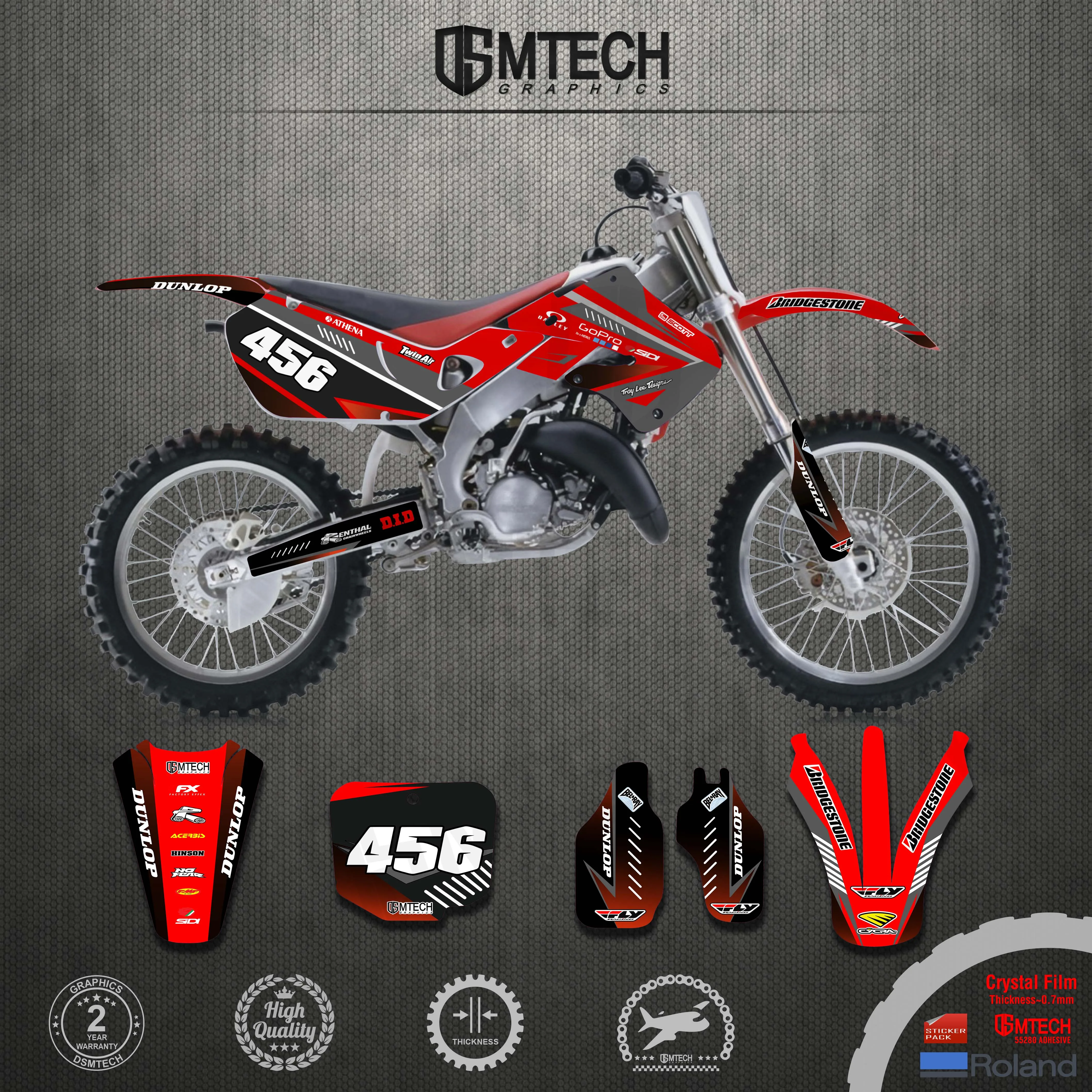 

DSMTECH Motorcycle Decal Sticker TEAM DECALS GRAPHICS & BACKGROUNDS Stickers For Honda CR125 CR250 1997 1998 1999 CR 125 250