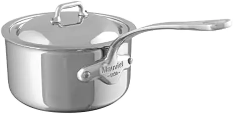 

5-Ply Polished Stainless Steel Sauce Pan With Lid, And Cast Stainless Steel Handle, 1.2-qt, France