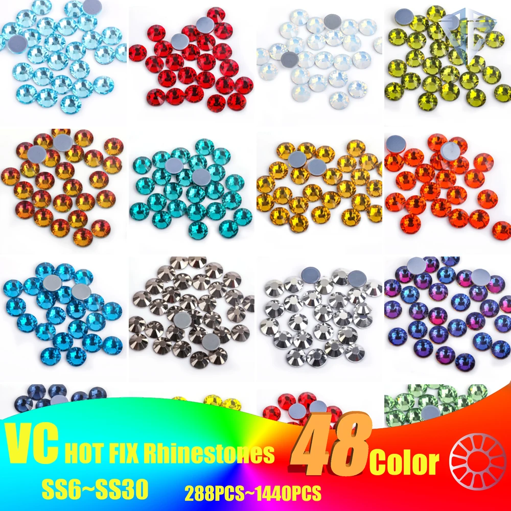 

Multi-Color SS6-SS30 Crystal Glass Glitter Rhinestone Flatback Hot fix Rhinestones For Nail Art Sewing & Fabric Decoretion