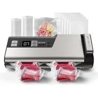 Mesliese Vacuum Sealer Machine,95kPa 140W One Hand Operation Food Sealer,Double Seal Strip w Build-in Cutter & Countdown Display 1