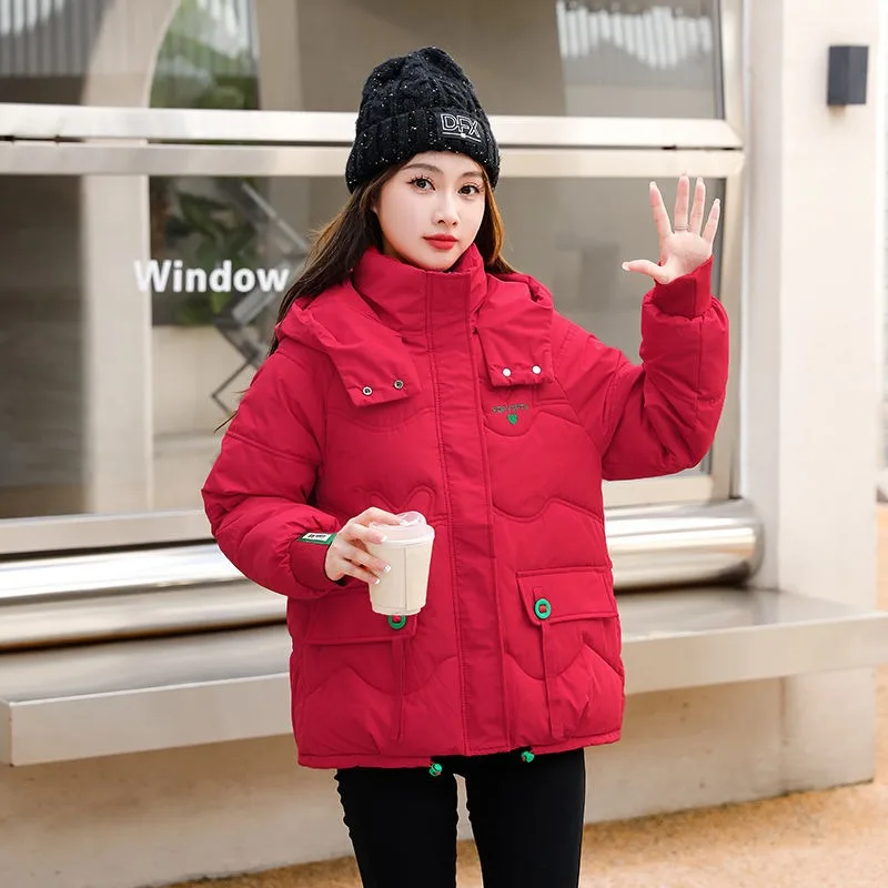 2023 New Women Down Jacket Winter Coat Female Short Parkas Loose Thick Warm Outwear Hooded Leisure Time Versatile Overcoat