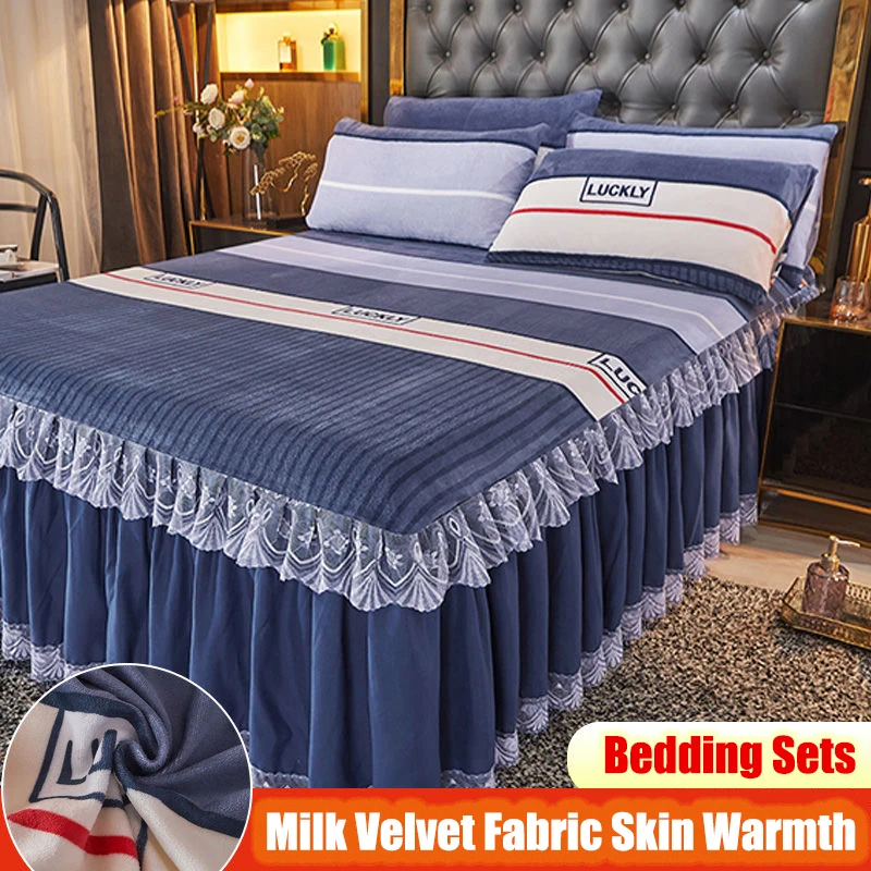 Smooth Bed Linens Crystal Velvet Sheet Bed Thickened Colourful Bed