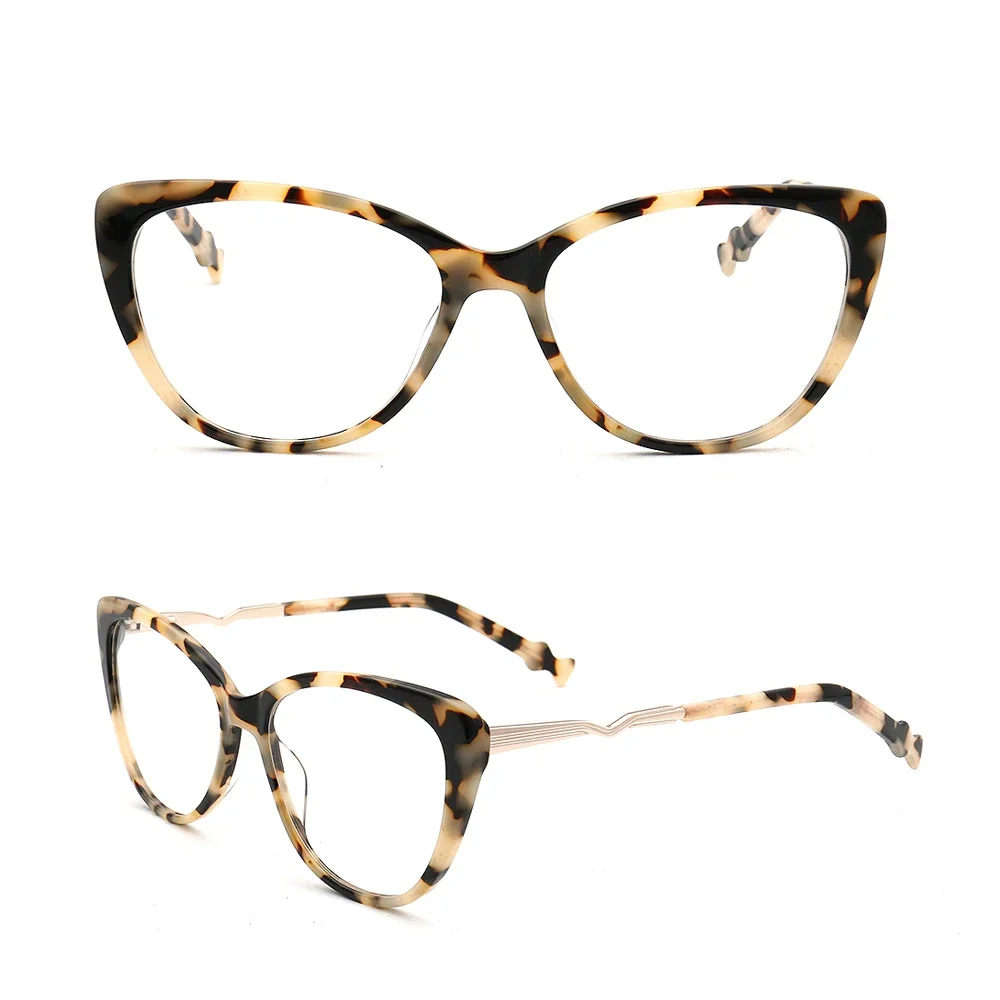 

Women Cat Eye Glasses Optical Acetate Eyeglass Frame for Women Retro Metal Eyeglasses Frames Tortoise Clear Prescription Eyewear