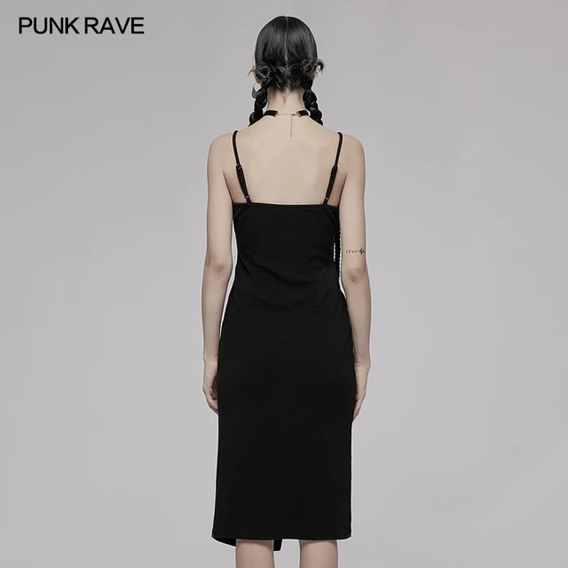 PUNK RAVE Women's Dark Asymmetric Split Sexy H Silhouette Slip