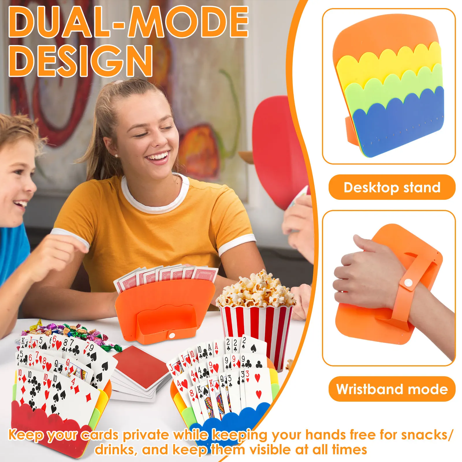 4Pcs Playing Card Holder 3 Layer Design Reusable Playing Card Holder Wrist or Tabletop Card Holder for Family Party Card Game