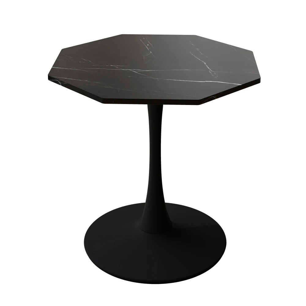 Modern Octagonal Coffee Table Black Marble Print Metal Base Living Room Dining Room Kitchen 31.5 Inch Home Furniture End Tables 5
