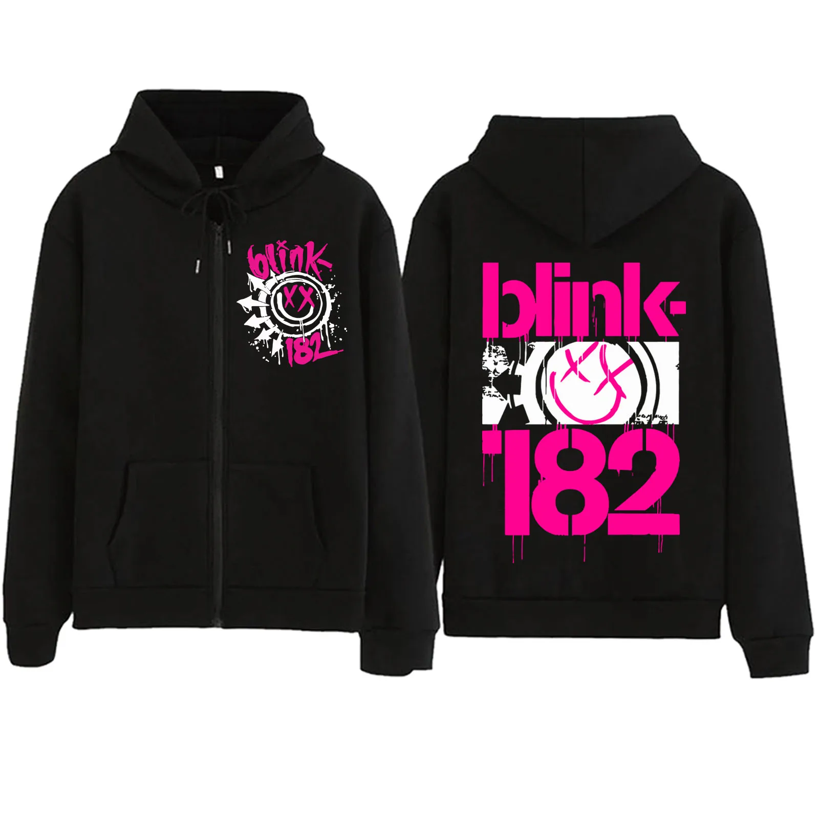 Blink 182 더 월드 투어 지퍼 후디, 하라주쿠 풀오버 상의, 맨투맨 스트리트웨어