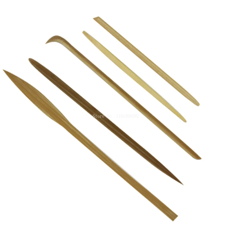 Bamboo Pottery Tools 5 Pieces for Purple Clay Teapot Making Finishing Handle Connecting DIY