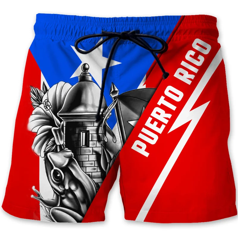 Puerto Rico 3D Printed Beach Shorts Men Puerto Rican Flag Pattern Surf Board Shorts Summer Swimming Trunks Quick Dry Ice Shorts 2