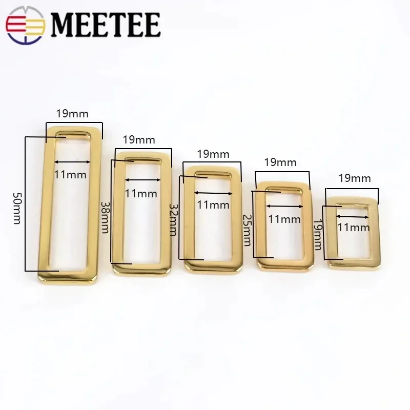 10/50Pcs Meetee 20-50mm Square Rings Metal Buckles Loops for Webbing Adjuster Bag Strap Belt Buckle Clasps Hardware Accessories