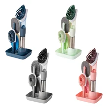 

Soap Dispenser Dish Cleaning Brush with Handle Refillable Washing Up Brush Soap Control Dishwand BrushSoap Dispensing Dish Brush