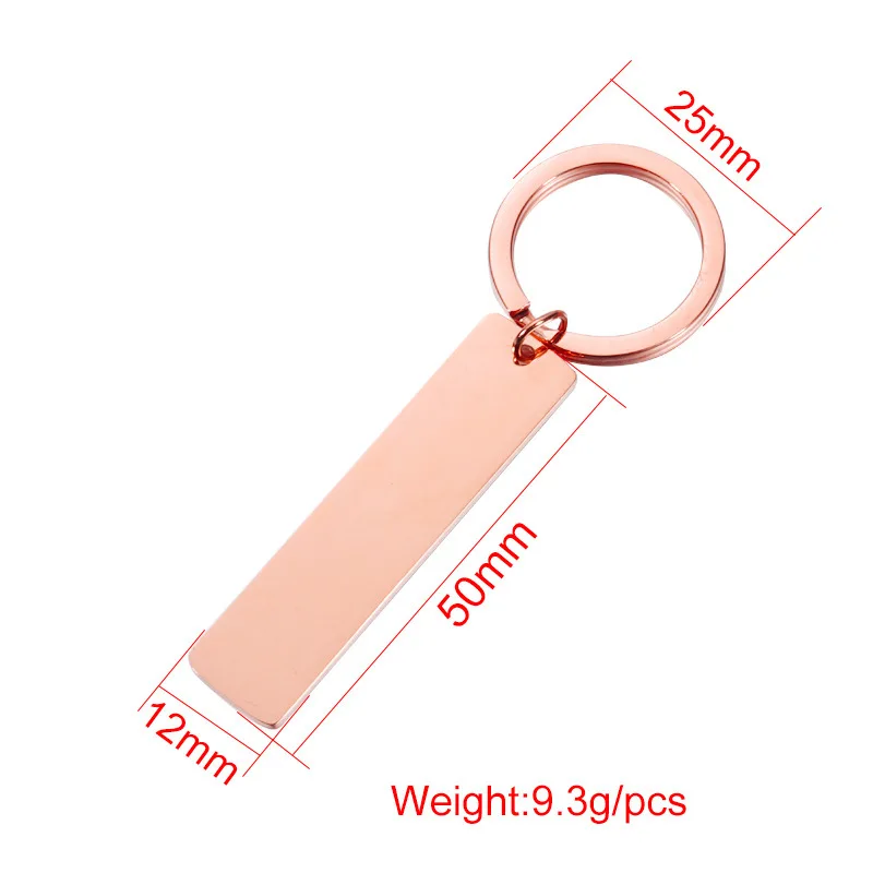 10Pcs 12x50mm 스트립 바 키 체인 미러 폴란드어 스테인레스 스틸 스탬핑 DIY 조각 태그 키 체인에 대 한 빈 키 체인