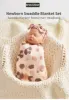 Insular 3pc Newborn Printed Scarf Fetal Cap Hair Band Baby Printed Scarf Baby Swaddling Towel Set Baby Wrapping Swaddle Blanket 5