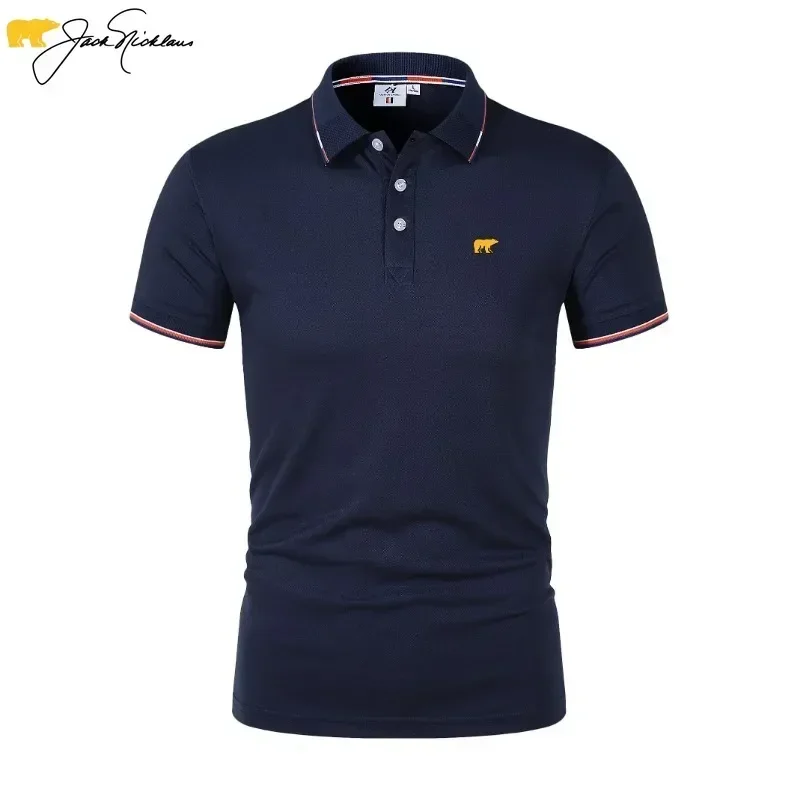 Men Shirts Jack Nicklaus Polo Shirt Casual Short-Sleeve Tee Tops Summer Business Golf Tennis Sports Polo Shirt