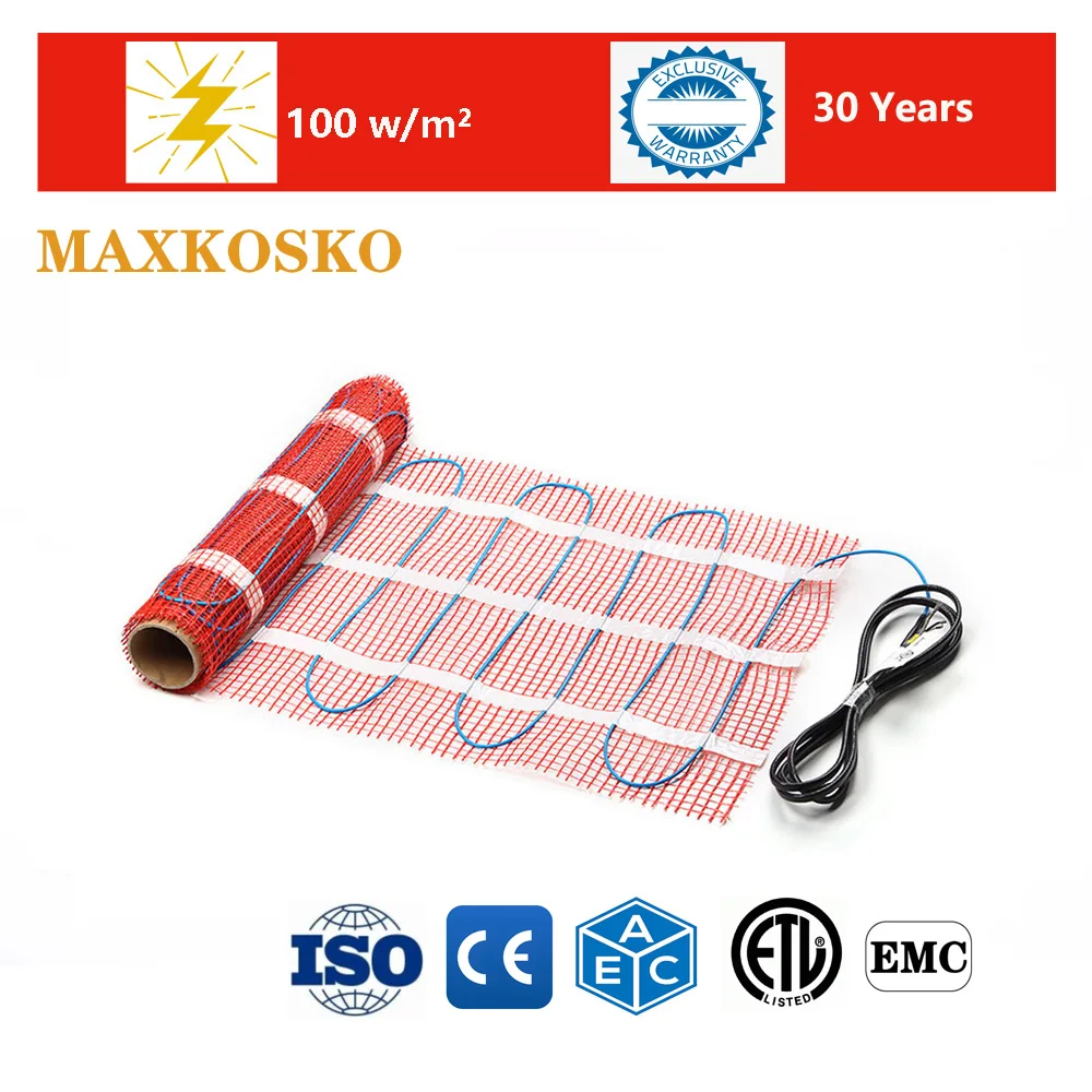 Electric Underfloor Heating MAXKOSKO Electric Warmmat Self-adhesive Underfloor Heating Mat for Ceramic Tile Wooden Floor