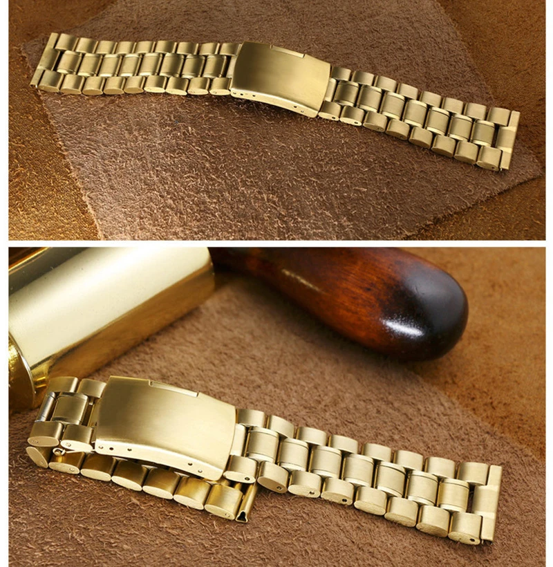 High Quality Solid Stainless Steel Curved End Watch Strap with Tool