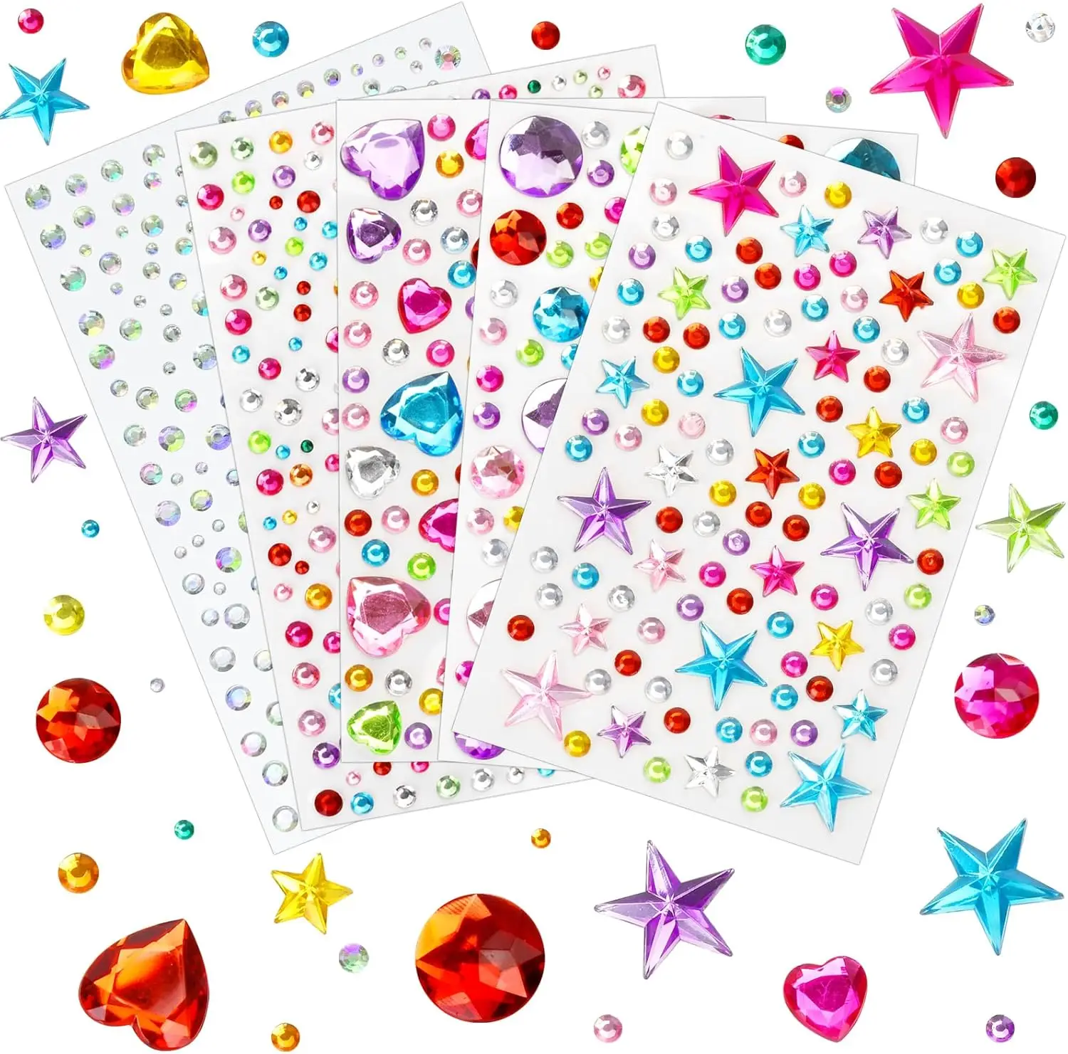 971 DIY selbstklebende Strass-Edelstein-Aufkleber, funkelnde und niedliche Stern-Center-Kreisaufkleber für Frauen und Mädchen als Geschenk