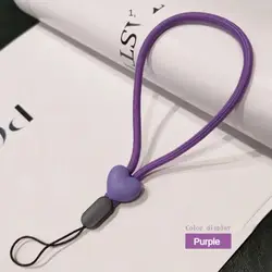Solid Color Love Heart Adjustable Elastic Phone Wrist Lanyard Strap (Purple)