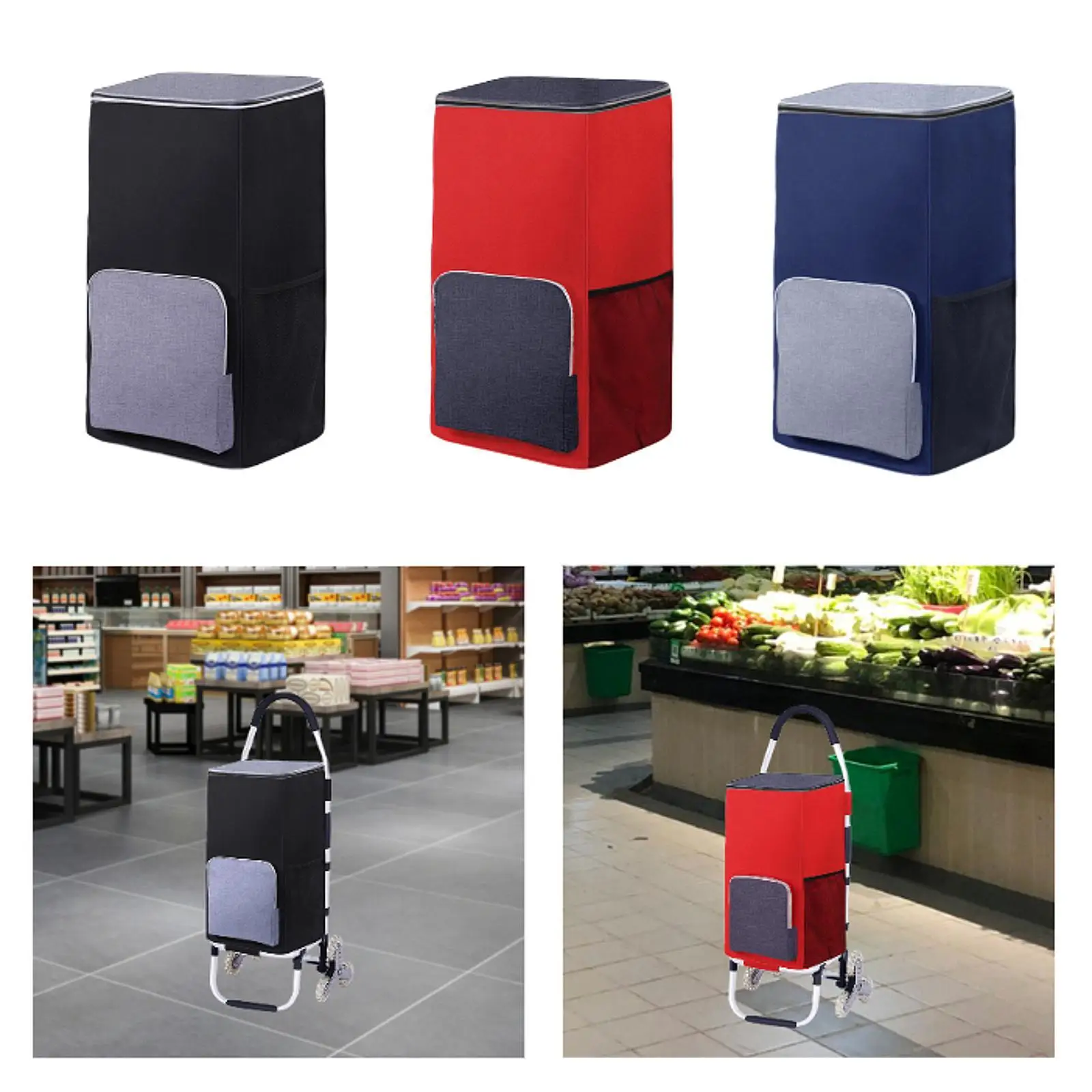 Shopping Cart Bag Storage Bag with Front Pocket Waterproof Fold Up Accessories Reusable Thermal Oxford Cloth