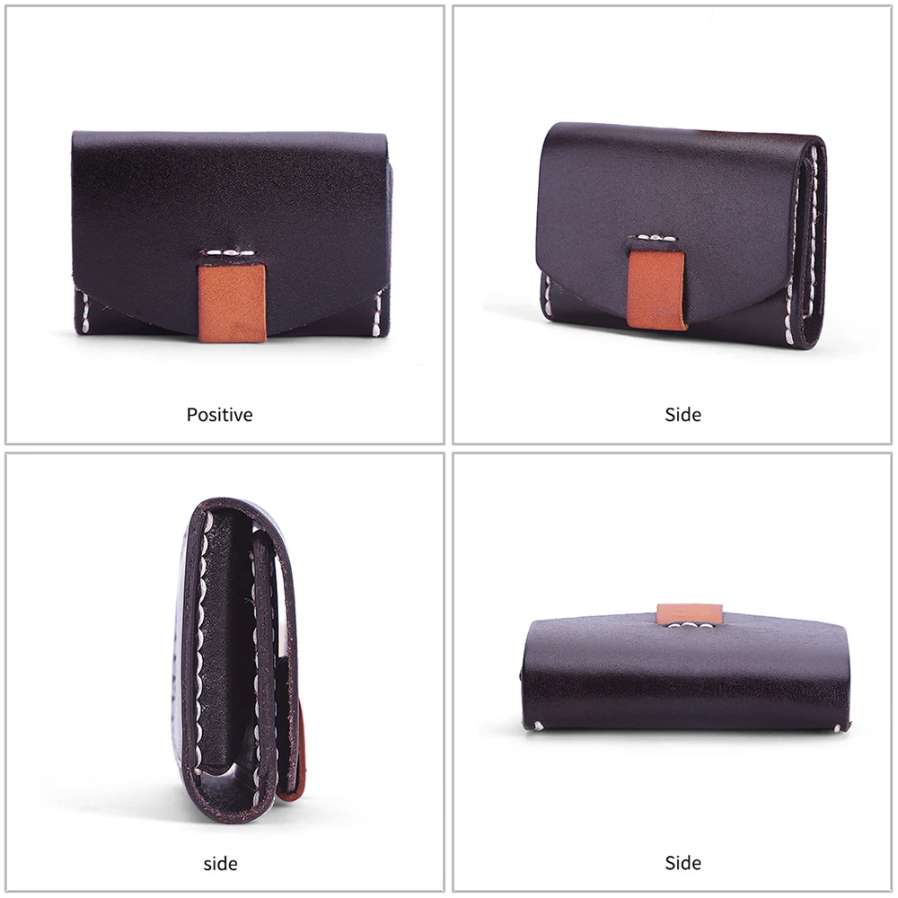 Vegetable Tanned Leather Card Bags Genuine Leather Zero Wallet Mini Card Case Cowhide Retro Card Holder Change Purse