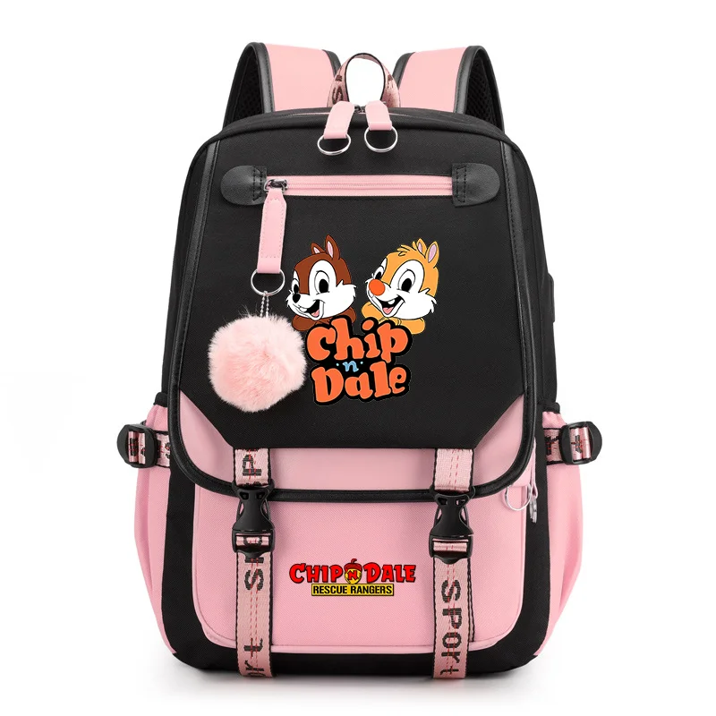 

Модный рюкзак Disney Chip n Dale для женщин и мужчин, дорожная сумка, рюкзаки для мальчиков и девочек, Подростковый рюкзак для ноутбука с USB-зарядкой